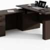 66.93'' Height Adjustable L-Shaped Executive Desk with Drawers and Shelves (Espresso)