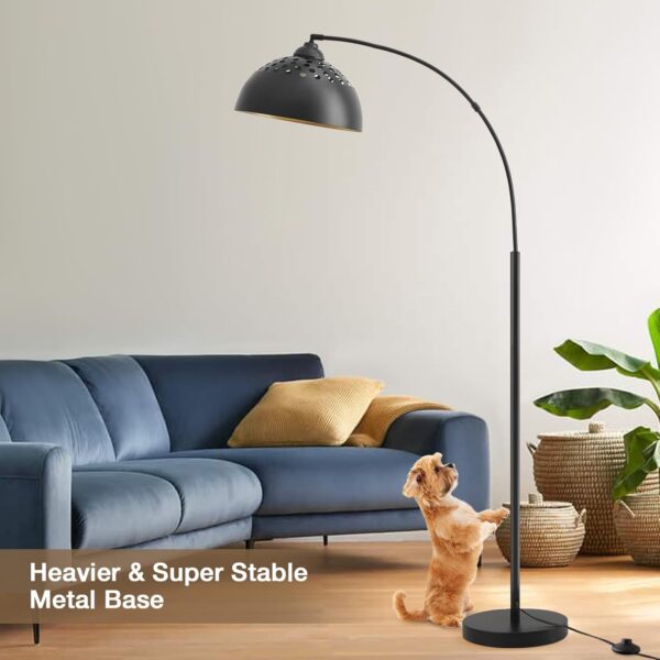 Arc Floor Lamps for Living Room, 71" Modern Standing Lamp with Adjustable Lamp Head, Black Tall Lamp with Foot Switch, Arched Reading Light for Bedroom, Office, 9W 3 Color Temperatures Bulb Included