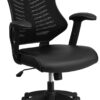 Flash Furniture Kale High Back Designer Black Mesh Executive Swivel Ergonomic Office Chair with LeatherSoft Seat and Adjustable Arms