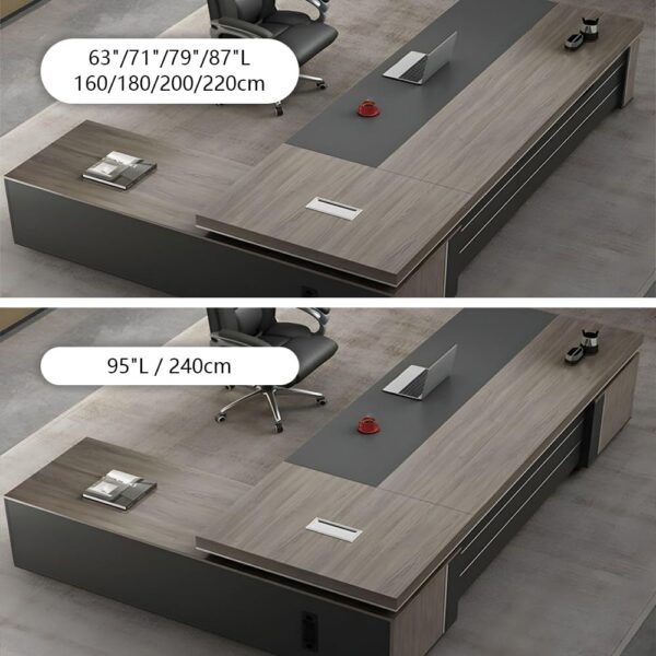 L-Shape Office Executive Desk, Wood Computer Desk with Drawers and Storage, Home Office Desks, Wood Executive Desks L Shape, Office Furniture (Right, 87" L x 63" W x 30" H)