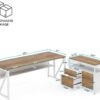 Tribesigns L Shaped Desk with Drawer,63" Executive Computer Desk and lateral File Cabinet, 2 Piece Home Office Furniture for Hanging File, Cabinet with Doors (Walnut, 63-inches)