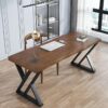 55-Inch Solid Wood Desk, Executive Desk, Modern Simple Style Furniture for Home Office, Large Computer Office Desk Workstation, Laptop Desk Study Writing Table Business Big Desk