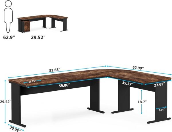 Tribesigns 83" L-Shaped Executive Desk, Large Office Desk with 3-Drawer Mobile File Cabinet, Industrial Corner Computer Desk with Storage Drawers, Business Furniture Desk Workstation for Home Office