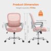 Office Computer Desk Managerial Executive Chair, Ergonomic Mid-Back Mesh Rolling Work Swivel Chairs with Wheels, Comfortable Lumbar Support, Comfy Arms for Home, Bedroom, Study, Student