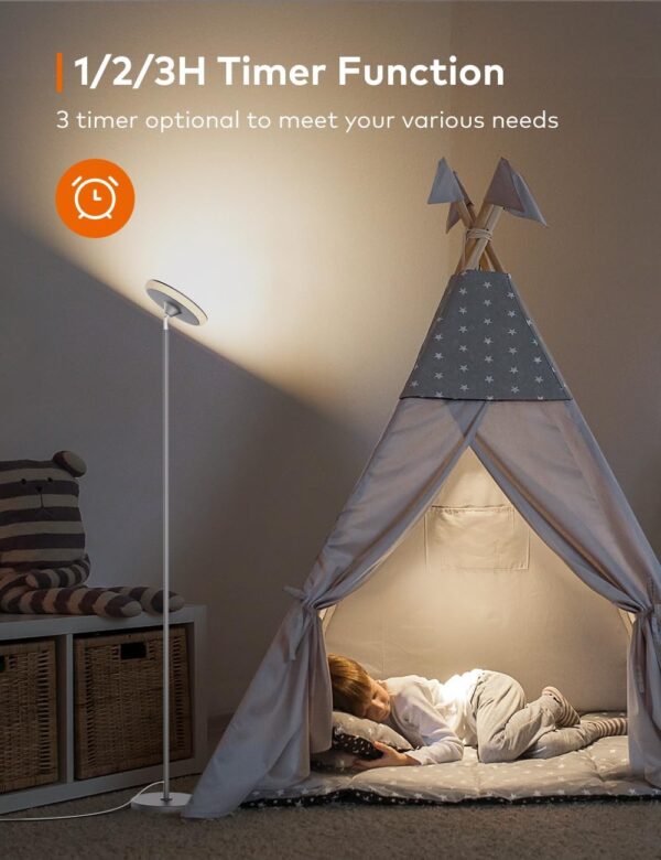 Bright Floor Lamp,42W 3700LM LED Torchiere Floor Lamps for Living Room, 71in. Modern Tall Standing Light with Remote,Color & Brightness Dimmable Sky Light,1/2/3H Timer for Bedroom,Office(Gray)