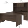 Bestar Logan U or L-Shaped Executive Office Desk with Pedestal and Hutch in Antigua, 66W