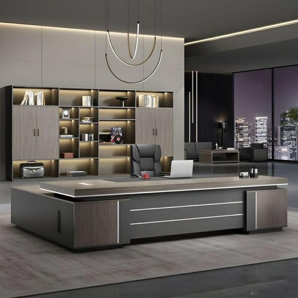 L-Shape Office Executive Desk, Wood Computer Desk with Drawers and Storage, Home Office Desks, Wood Executive Desks L Shape, Office Furniture (Right, 87" L x 63" W x 30" H)