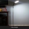 Brightech Litespan Slim LED Floor Reading Lamp with Adjustable Gooseneck for Living Rooms & Offices, Dimmable Standing Lamp for Bedroom - Silver
