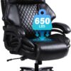 Big and Tall Office Chair 650lbs Heavy Duty Executive Chair with Adjustable Lumbar Support, Wide Seat, Ergonomic High-Back Leather Desk Chair for Heavy People