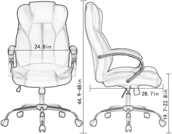 Ergonomic Office Chair Desk Chair PU Leather Computer Chair Executive Adjustable High Back PU Leather Task Rolling Swivel Chair with Lumbar Support (Black)