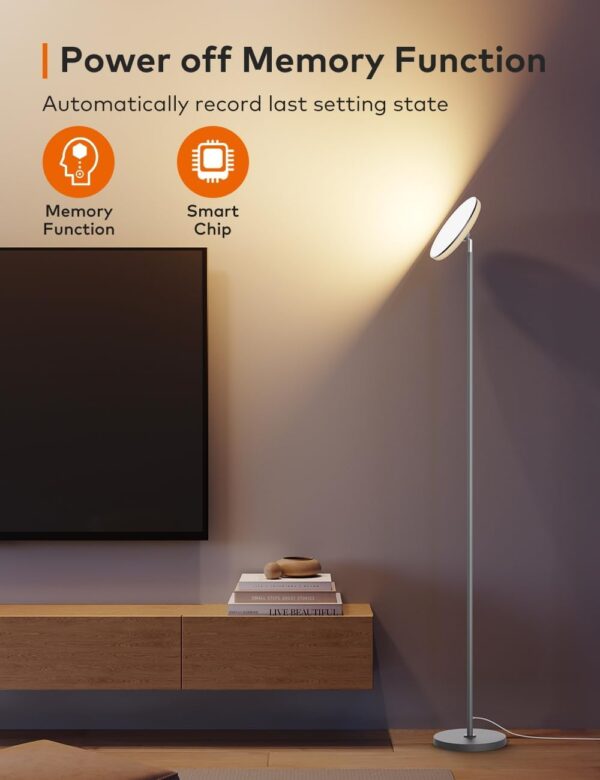 Bright Floor Lamp,42W 3700LM LED Torchiere Floor Lamps for Living Room, 71in. Modern Tall Standing Light with Remote,Color & Brightness Dimmable Sky Light,1/2/3H Timer for Bedroom,Office(Gray)