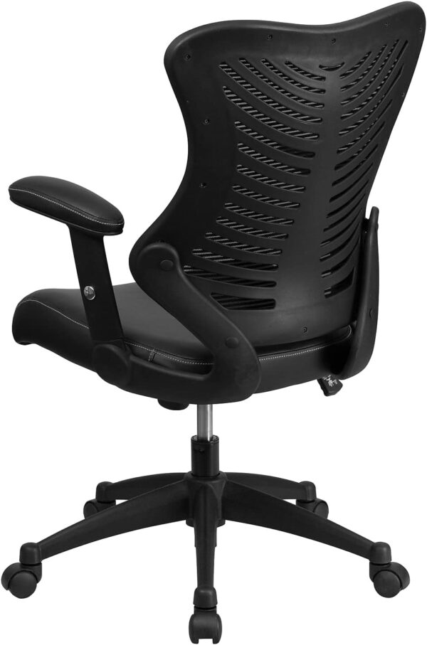 Flash Furniture Kale High Back Designer Black Mesh Executive Swivel Ergonomic Office Chair with LeatherSoft Seat and Adjustable Arms