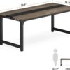 Tribesigns 70.8” Executive Desk, Large Office Computer Desk with Thicken Frame, Modern Simple Workstation Business Furniture for Home Office, Vintage Grey/Black