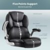Executive Office Chair, Ergonomic Big and Tall Computer Desk Chair, High Back PU Leather Chair with Padded Flip-up Armrest, Lumbar Support Swivel Rolling Chairs (Black)