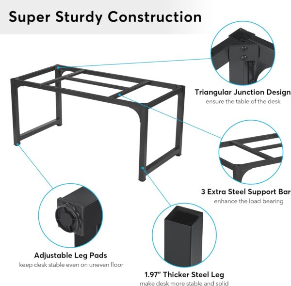 Tribesigns Modern Computer Desk, 63 x 31.5 inch Large Office Desk Computer Table Study Writing Desk Workstation for Home Office, Vintage Black Metal Frame