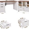 60" Farmhouse Executive Desk and 40" Mobile File Cabinet Combination,L Shaped Executive Desk with Charging Station,Home Office Desk for Office Work,Home Study