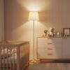 Dimmable Floor Lamp for Living Room, 68" Tall Standing Lamp, Reading Light with Remote & Foot Pedal, 10W LED Bulb (3000K-6500K) Included, FCC Listed, Reinforced Base, Gold and White DW12LD05