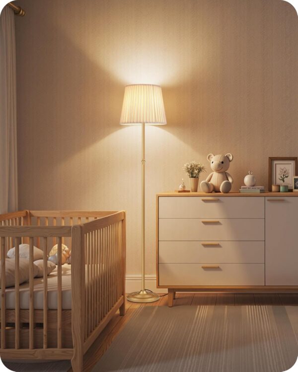 Dimmable Floor Lamp for Living Room, 68" Tall Standing Lamp, Reading Light with Remote & Foot Pedal, 10W LED Bulb (3000K-6500K) Included, FCC Listed, Reinforced Base, Gold and White DW12LD05