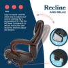 La-Z-Boy Bellamy Executive Office Chair with Memory Foam Cushions, Real Wood Arms and Swivel Base, Waterfall Seat Edge, Faux Bonded Leather, Brown