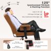 YAMASORO Ergonomic Executive Office Chair with Height-Adjustable, Home Office Desk Chairs PU Leather Swivel Work Chair, Camel