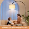 Ambimall 70" Dimmable Arc Floor Lamp with Remote, Color Temperature and Brightness Adjustable, Arched Floor Lamp with Rotating Head, Over Couch Arched Reading Light for Living Room (Beige and Black)