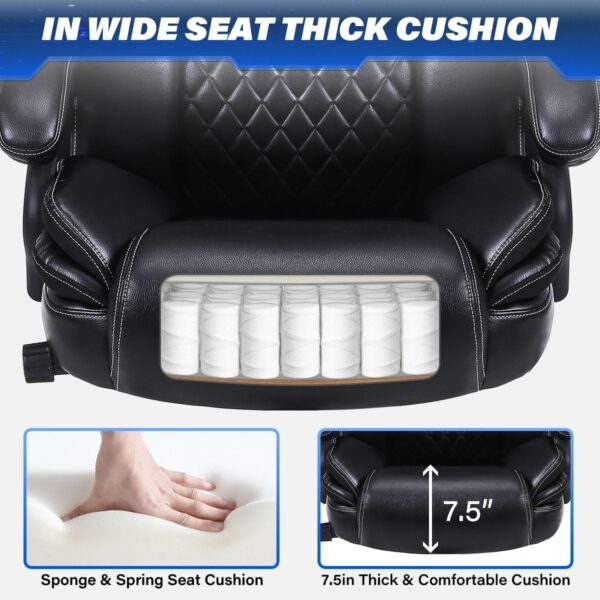 Big and Tall Office Chair 650lbs Heavy Duty Executive Chair with Adjustable Lumbar Support, Wide Seat, Ergonomic High-Back Leather Desk Chair for Heavy People