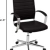 Amazon Basics High-Back Swivel Desk Chair, Ergonomic Ribbed Faux Leather Upholstery, Lumbar Support, Home Modern Style, Black, 45.25" x 24.75" x 23.25"