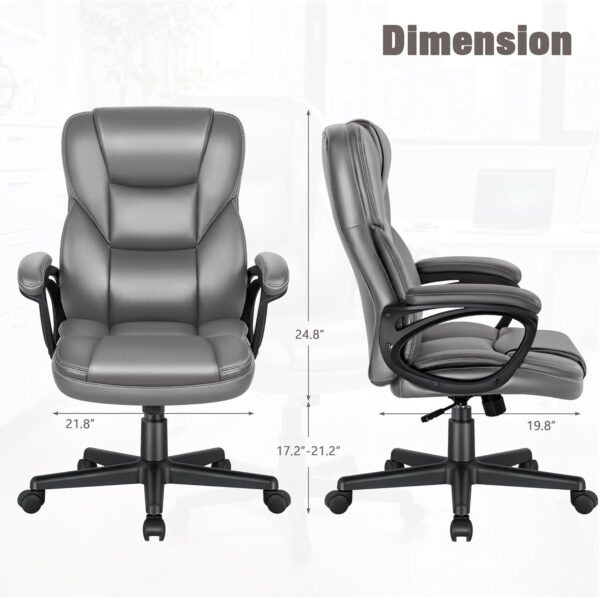 JUMMICO Executive Office Chair High Back Managerial Home Desk Chair, Adjustable Swivel Computer PU Leather Chair with Lumbar Support (Gray)