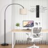 Ambimall 70" Dimmable Arc Floor Lamp with Remote, Color Temperature and Brightness Adjustable, Arched Floor Lamp with Rotating Head, Over Couch Arched Reading Light for Living Room (Beige and Black)