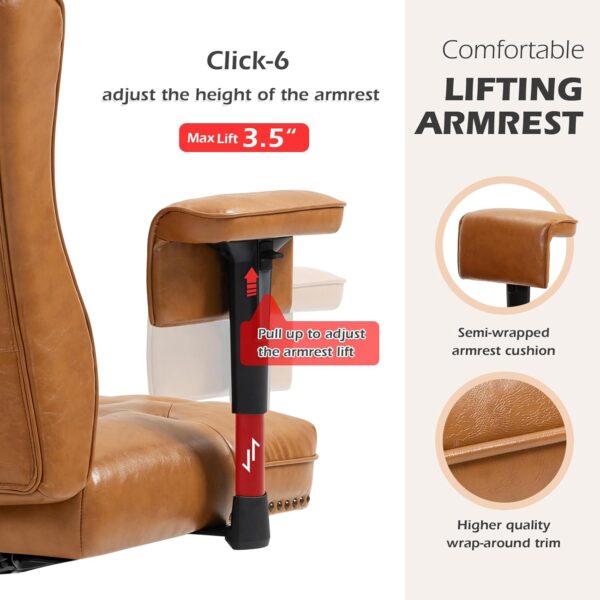 YAMASORO Ergonomic Executive Office Chair with Height-Adjustable, Home Office Desk Chairs PU Leather Swivel Work Chair, Camel