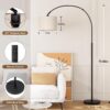 Ambimall 70" Dimmable Arc Floor Lamp with Remote, Color Temperature and Brightness Adjustable, Arched Floor Lamp with Rotating Head, Over Couch Arched Reading Light for Living Room (Beige and Black)