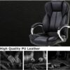 Ergonomic Office Chair Desk Chair PU Leather Computer Chair Executive Adjustable High Back PU Leather Task Rolling Swivel Chair with Lumbar Support (Black)