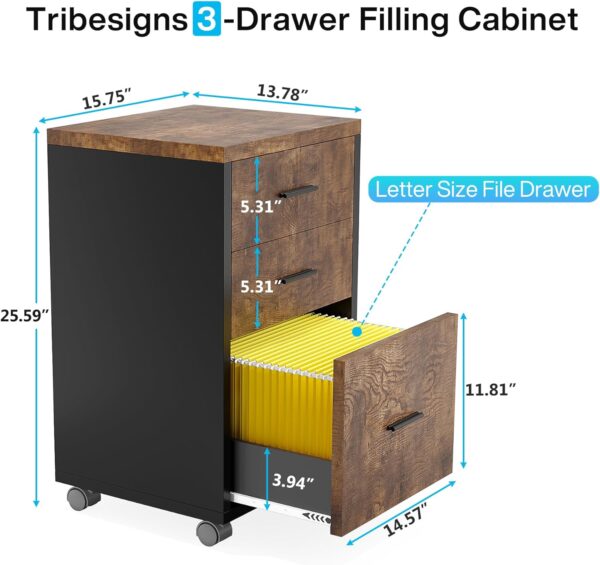 Tribesigns 83" L-Shaped Executive Desk, Large Office Desk with 3-Drawer Mobile File Cabinet, Industrial Corner Computer Desk with Storage Drawers, Business Furniture Desk Workstation for Home Office