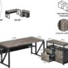 Tribesigns L Shaped Desk with Drawer Cabinet, 63" Executive Computer Desk and lateral File Cabinet, 2 Piece Home Office Furniture with Drawers for Hanging File, Doors with Locks (Gray, 63 inches)
