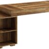 Tribesigns Farmhouse 63-Inch Executive Desk, L-Shaped Boss Desk Home Office Desks with Storage Shelves and Cabinet, Large Business Furniture Set for Home Office, Brown