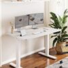 SANODESK Standing Desk Height Adjustable Electric Stand up Desk 48x24 Inches Sit Stand Home Office with Splice Board, White Frame/White Top