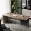 63 Inch Modern Executive Office Desk, Computer Writing Desk for Home Office, Business Furniture Workstation Stainless Steels Sturdy Frame 1.97IN Thick Desktop(Left, 63×31.5×30 in)