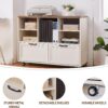 60" Farmhouse Executive Desk and 40" Mobile File Cabinet Combination,L Shaped Executive Desk with Charging Station,Home Office Desk for Office Work,Home Study