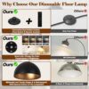 【Upgraded】Black Arc Floor Lamps for Living Room - Dimmable Arched Floor Lamp with Remote Control & 2700-6000K 9W LED Bulb Included, Modern Arch Standing lamp, Industrial Tall Lamp for Bedroom Reading