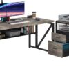 Tribesigns L Shaped Desk with Drawer Cabinet, 63" Executive Computer Desk and lateral File Cabinet, 2 Piece Home Office Furniture with Drawers for Hanging File, Doors with Locks (Gray, 63 inches)