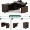 66.93'' Height Adjustable L-Shaped Executive Desk with Drawers and Shelves (Espresso)