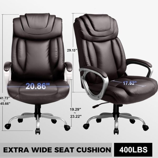 COMHOMA Ergonomic Office Chair Wheels Home Office Desk Chairs Comfy Back Support PU Leather Executive Office Chair with Headrest Padded Armrests Height Adjustable Tilt Swivel Rolling Reclining Seat