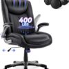 COLAMY High Back Executive Office Chair 400lbs, Large Heavy Duty Big and Tall Computer Office Desk Chair Flip-up Arms Wide Thick Seat for Home Office - Black