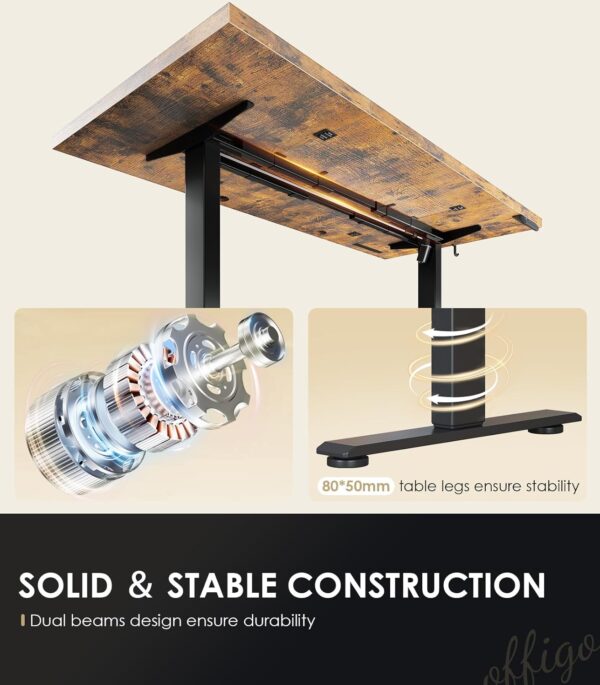 Electric Standing Desk with 3-Piece Board, 71 Inch Height Adjustable Large Desk with Power Outlets, Sit Stand Table, Writing Computer Desk for Home, Office, Workstation, Rustic Brown