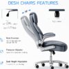 GYI Big and Tall Office Chair 400lb Wide Seat, Ergonomic High Back Leather Executive Desk Chair with Flip-up Arms, Gray/Blue