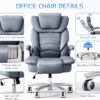 GYI Big and Tall Office Chair 400lb Wide Seat, Ergonomic High Back Leather Executive Desk Chair with Flip-up Arms, Gray/Blue