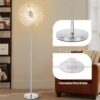BesLowe 69'' Crystal Floor Lamp for Living Room, Modern Standing Lamp with 738PCS K9 Crystals, Tall Lamp Pole Light for Bedroom Office, Mid Century Silver Floor Lighting with 9 LED Bulbs, Chrome