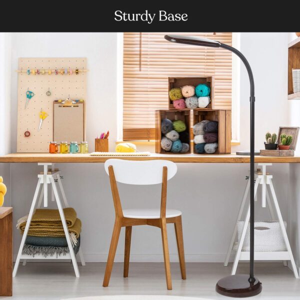 Brightech Litespan Slim LED Floor Reading Lamp - Modern Tall Lamp with Adjustable Gooseneck for Living Rooms & Offices - Dimmable Crafts Work Light - Brown