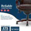 La-Z-Boy Bellamy Executive Office Chair with Memory Foam Cushions, Real Wood Arms and Swivel Base, Waterfall Seat Edge, Faux Bonded Leather, Brown