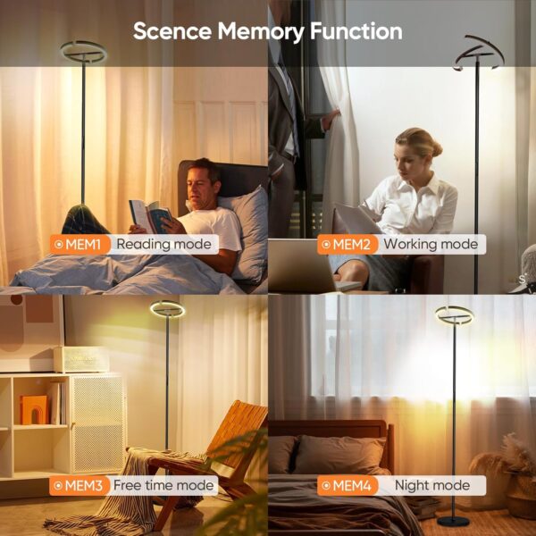 Floor Lamps for Living Room,SIBRILLE Modern Stepless Dimmable Standing Lamp 3000-6000K,22W LED Rotatable Reading Standing Light,Touch&Remote Control Uplighter Floor Lamp for Living Room Bedroom Office